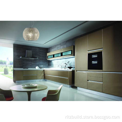 Kitchen Furniture High Gloss Lacquer Golden Color for Kitchen Cabinets